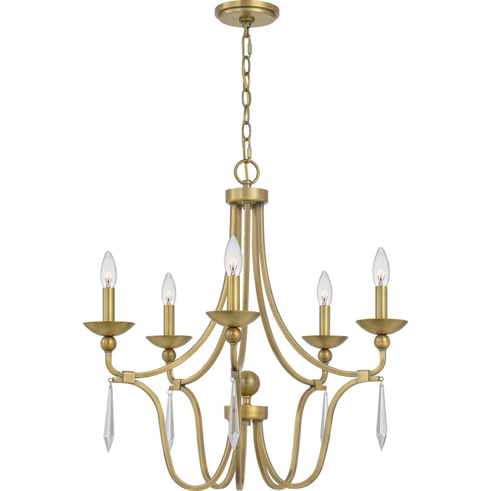 Quoizel JOU5025AB Five Light Chandelier, Aged Brass