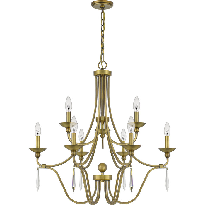 Quoizel JOU5032AB Nine Light Chandelier, Aged Brass