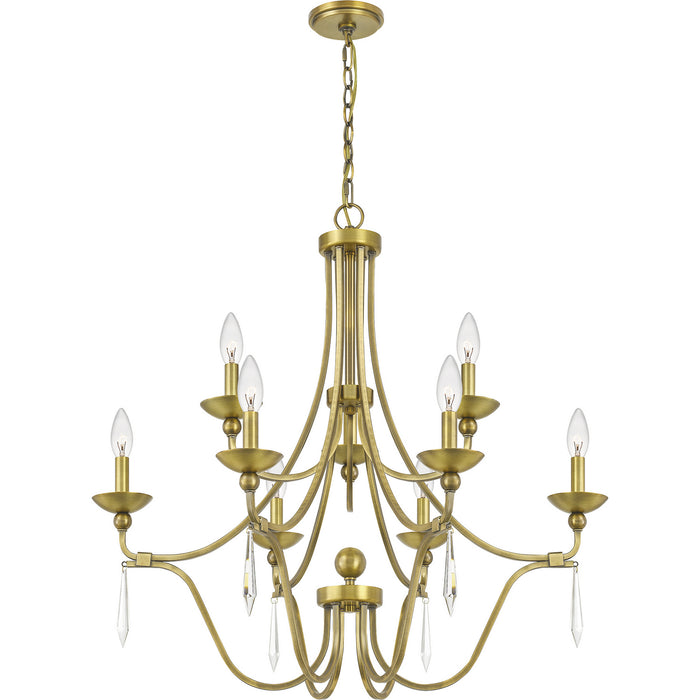 Quoizel JOU5032AB Nine Light Chandelier, Aged Brass