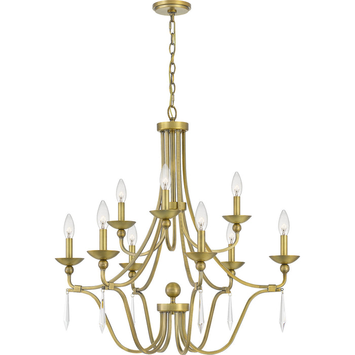Quoizel JOU5032AB Nine Light Chandelier, Aged Brass