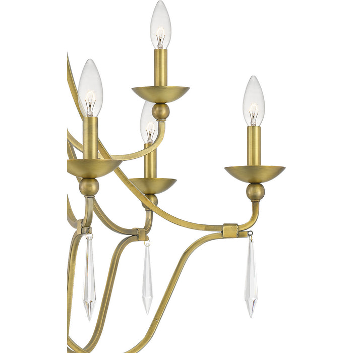 Quoizel JOU5032AB Nine Light Chandelier, Aged Brass