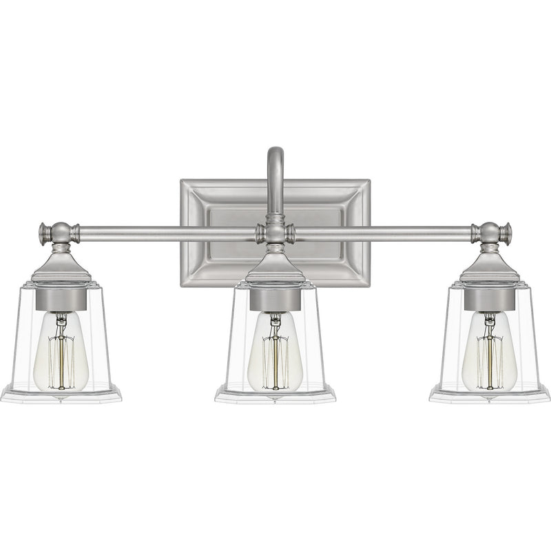 Quoizel NLC8603BN Three Light Bath, Brushed Nickel