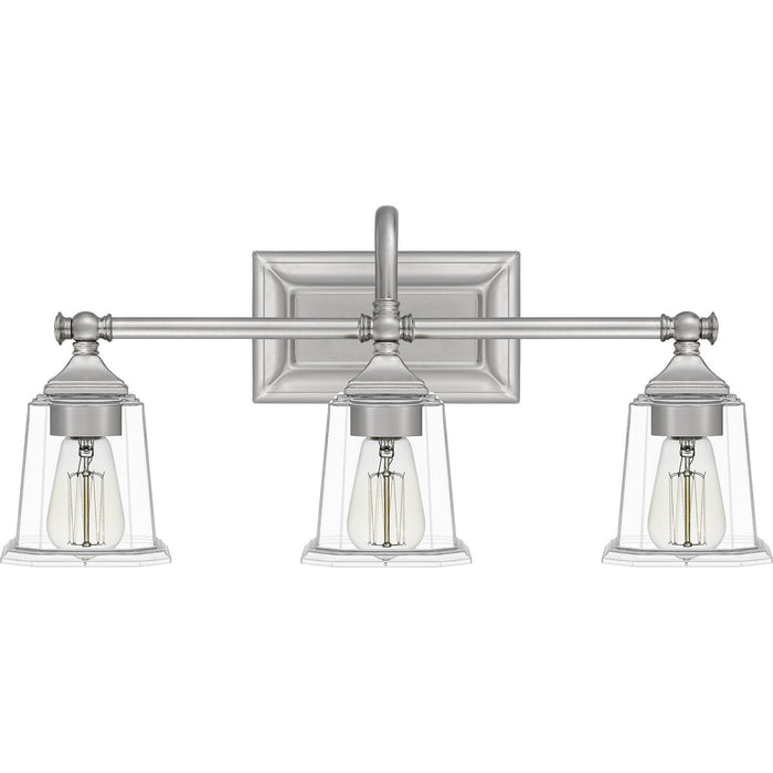 Quoizel NLC8603BN Three Light Bath, Brushed Nickel