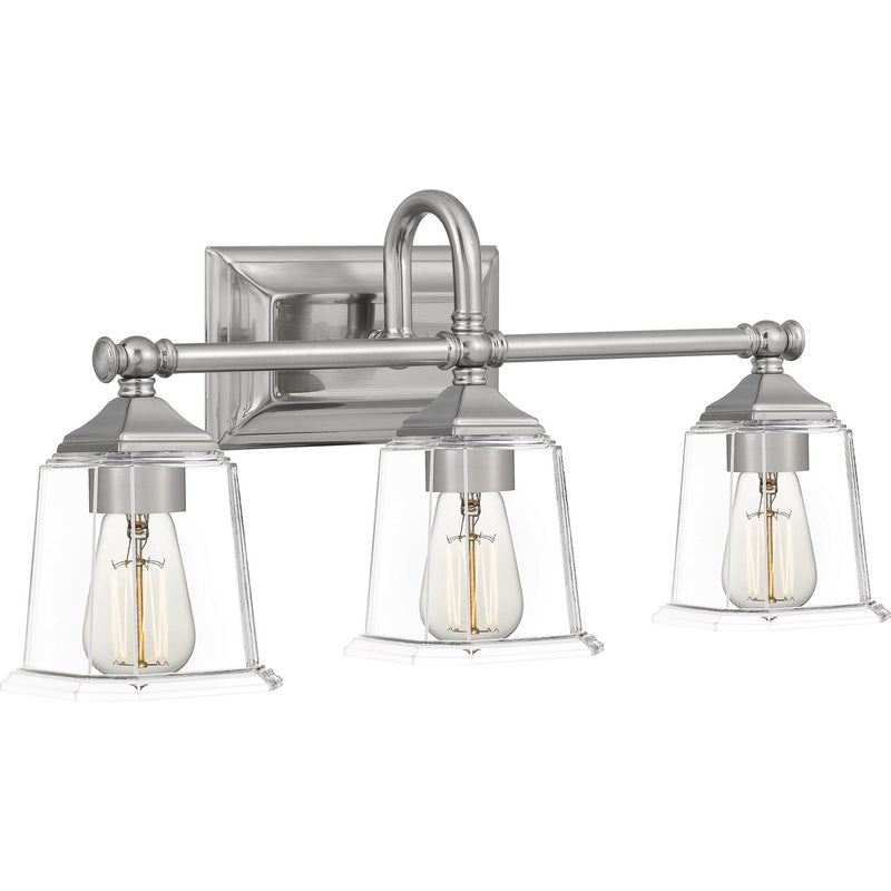 Quoizel NLC8603BN Three Light Bath, Brushed Nickel