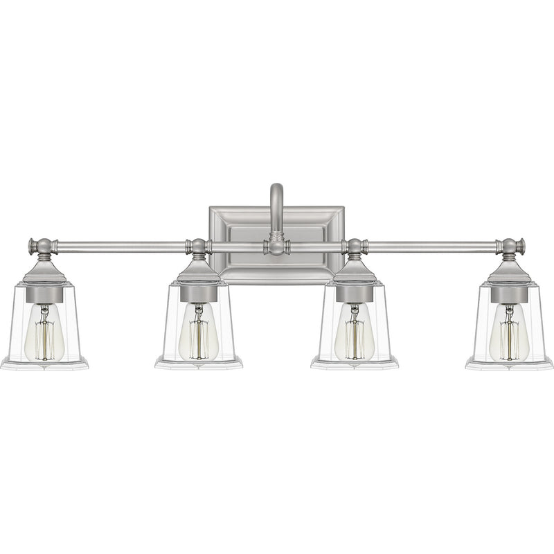 Quoizel NLC8604BN Four Light Bath, Brushed Nickel