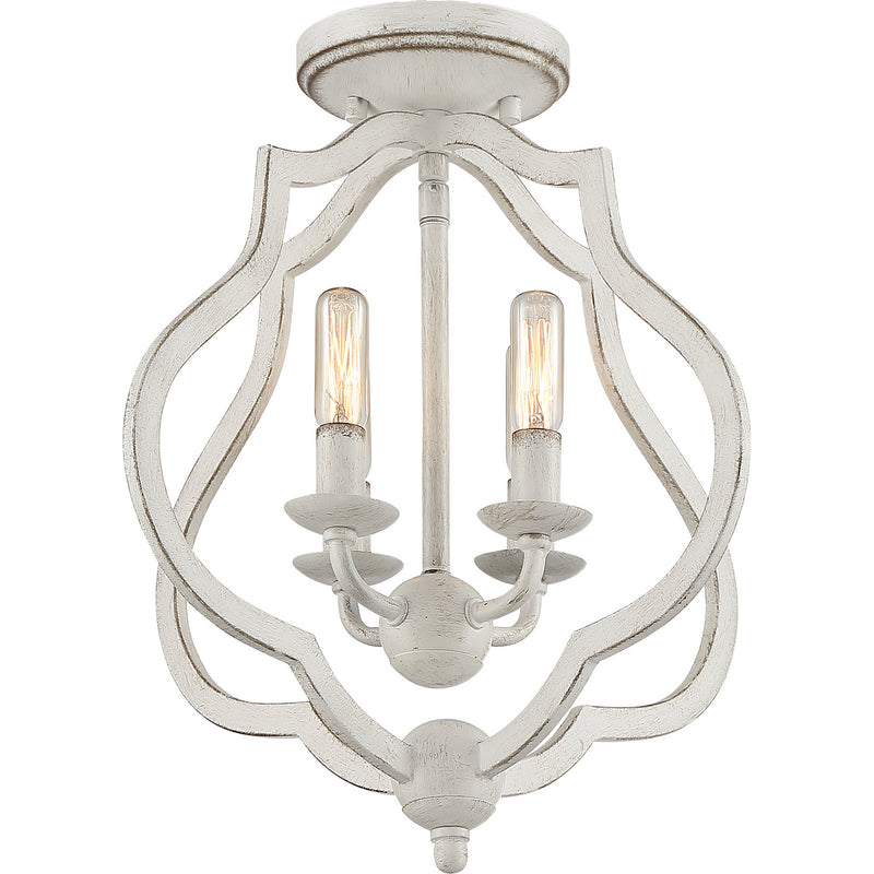 Quoizel OKF1715AWH Four Light Semi-Flush Mount, Antique White