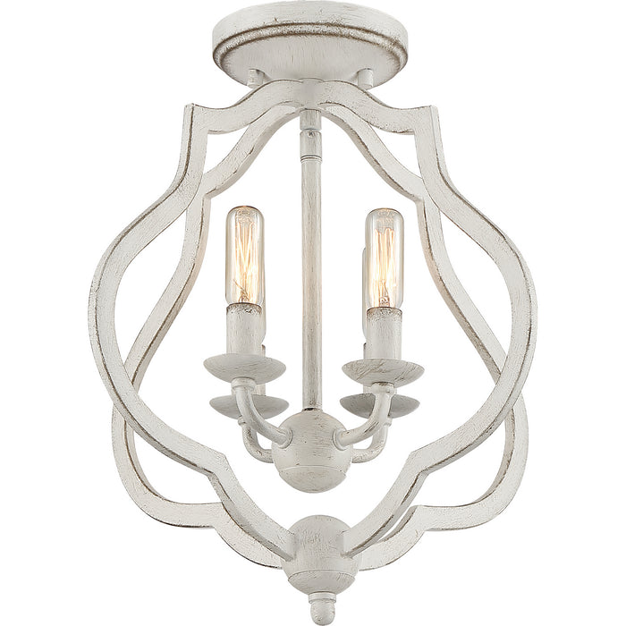 Quoizel OKF1715AWH Four Light Semi-Flush Mount, Antique White