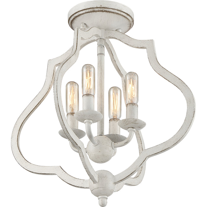 Quoizel OKF1715AWH Four Light Semi-Flush Mount, Antique White
