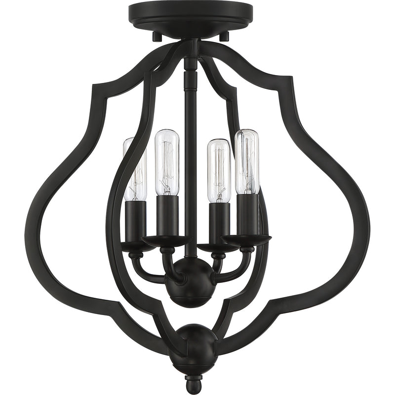 Quoizel OKF1715MBK Four Light Semi-Flush Mount, Matte Black