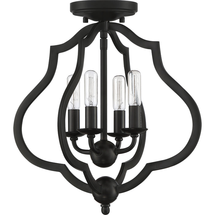 Quoizel OKF1715MBK Four Light Semi-Flush Mount, Matte Black