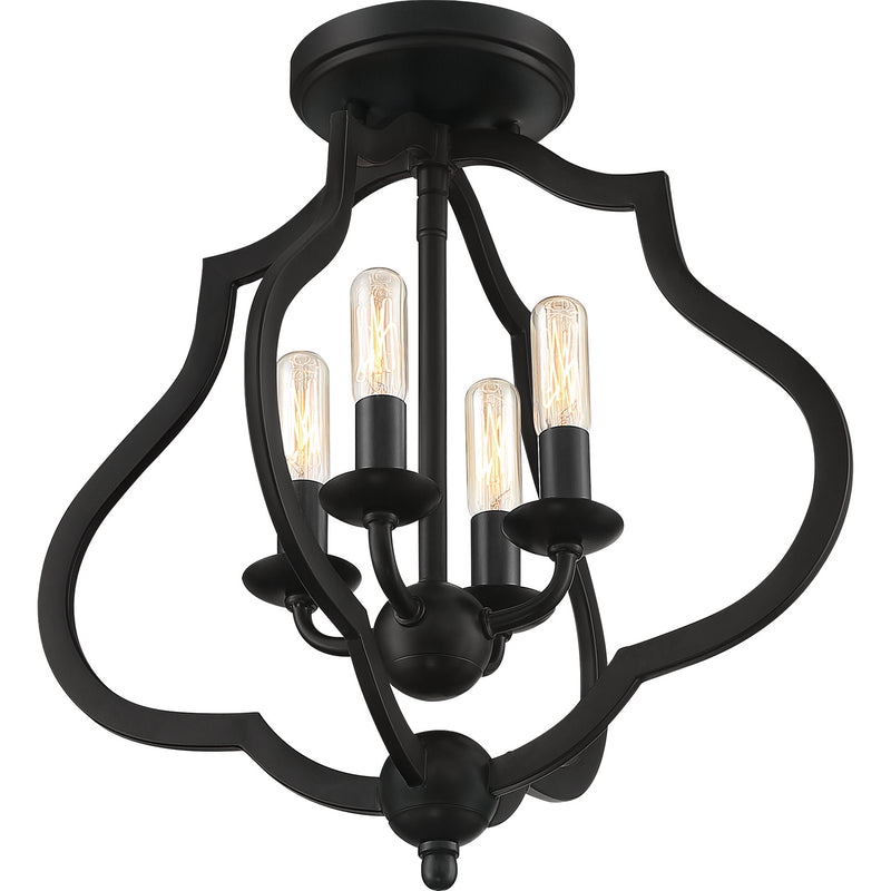 Quoizel OKF1715MBK Four Light Semi-Flush Mount, Matte Black