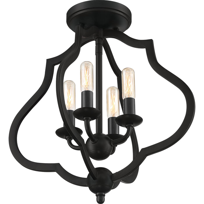 Quoizel OKF1715MBK Four Light Semi-Flush Mount, Matte Black