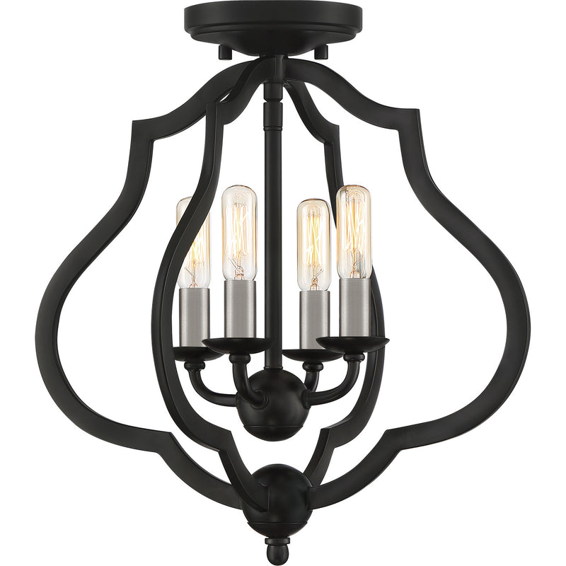 Quoizel OKF1715MBK Four Light Semi-Flush Mount, Matte Black
