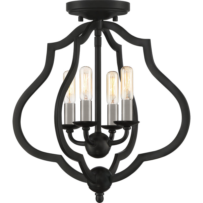 Quoizel OKF1715MBK Four Light Semi-Flush Mount, Matte Black