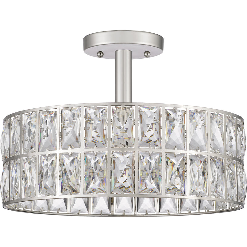 Quoizel QF4046PK Three Light Semi Flush Mount, Polished Nickel