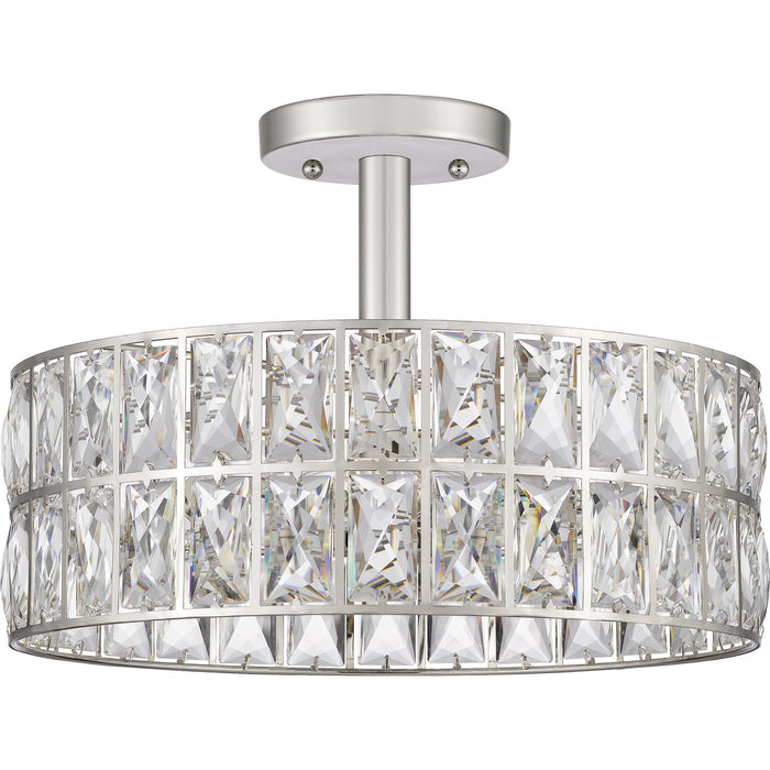 Quoizel QF4046PK Three Light Semi Flush Mount, Polished Nickel
