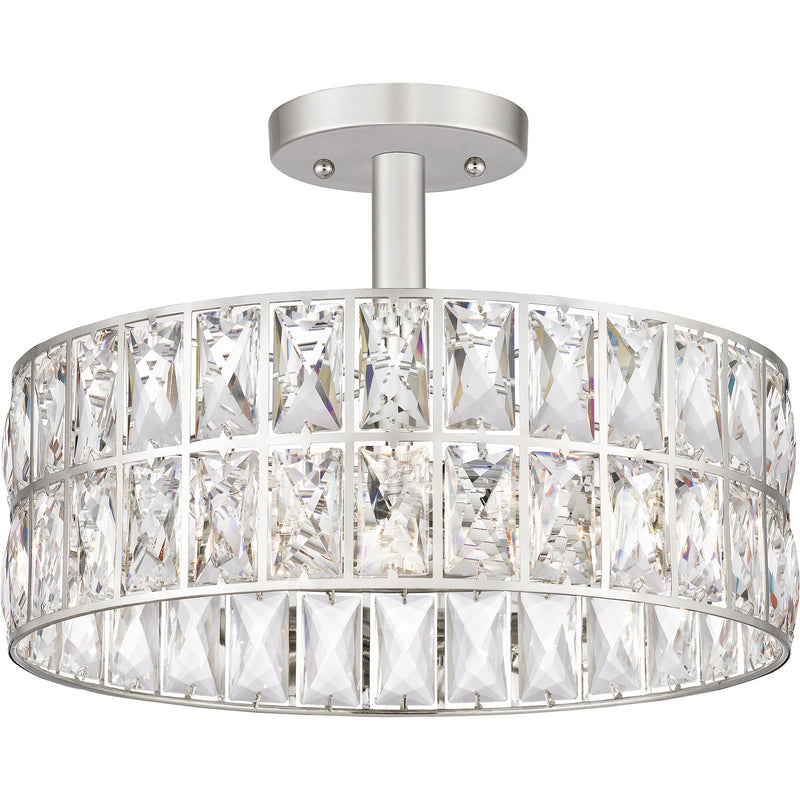 Quoizel QF4046PK Three Light Semi Flush Mount, Polished Nickel