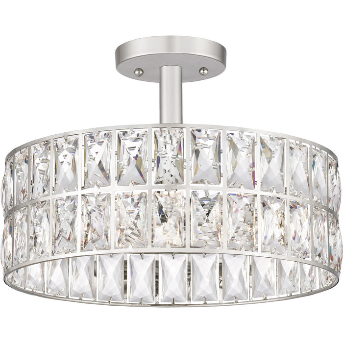 Quoizel QF4046PK Three Light Semi Flush Mount, Polished Nickel