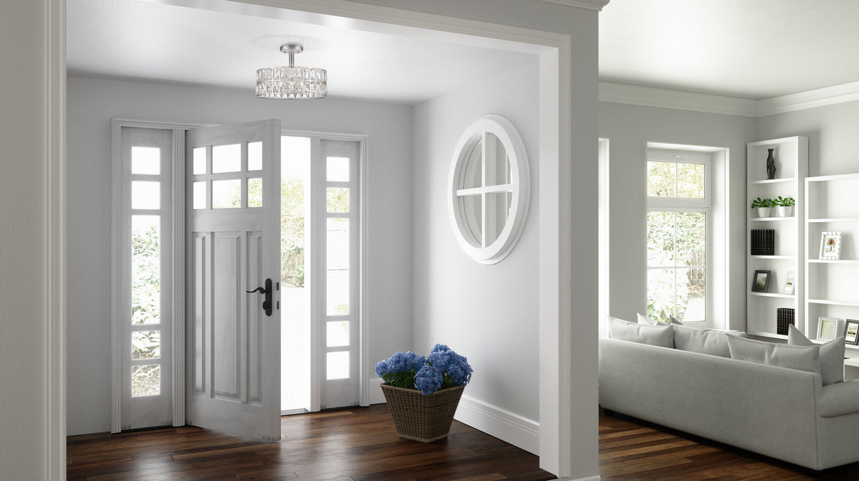 Quoizel QF4046PK Three Light Semi Flush Mount, Polished Nickel