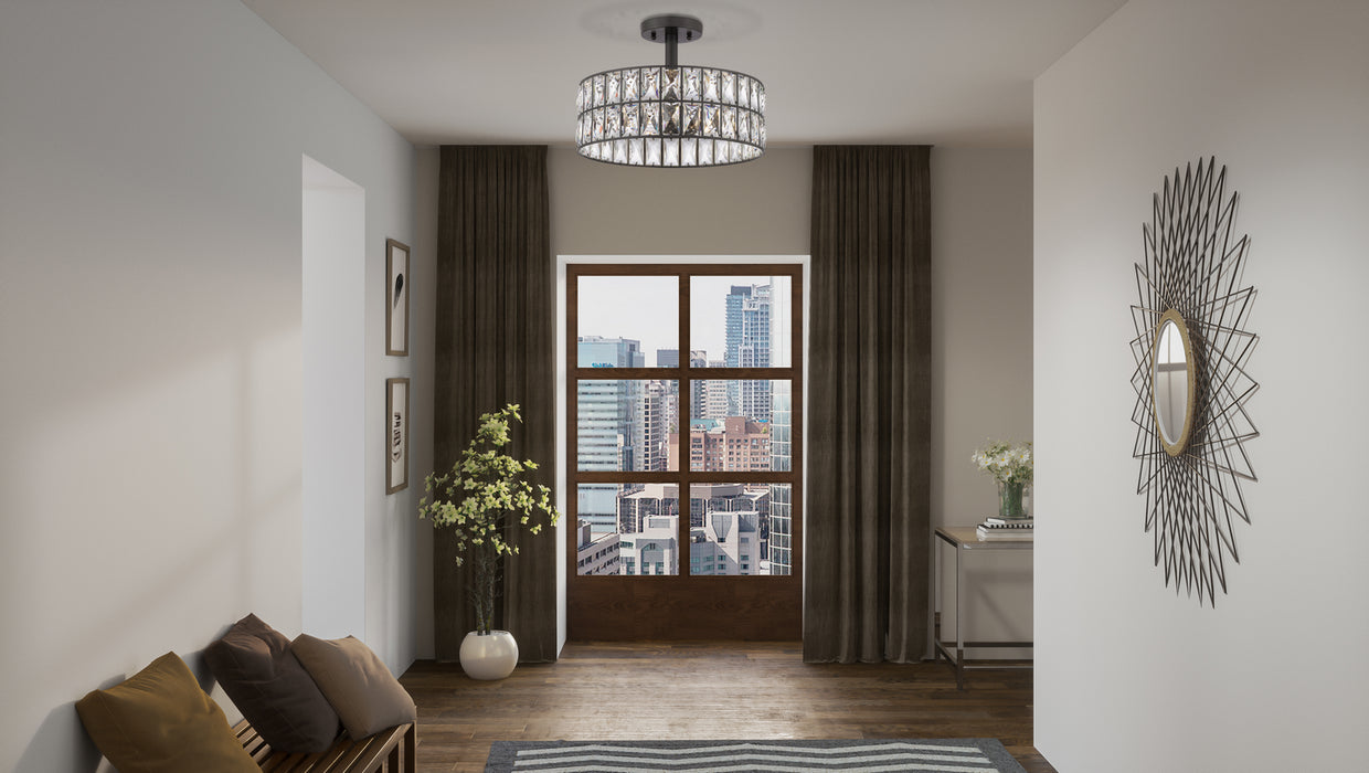 Quoizel QF4046WT Three Light Semi Flush Mount, Western Bronze