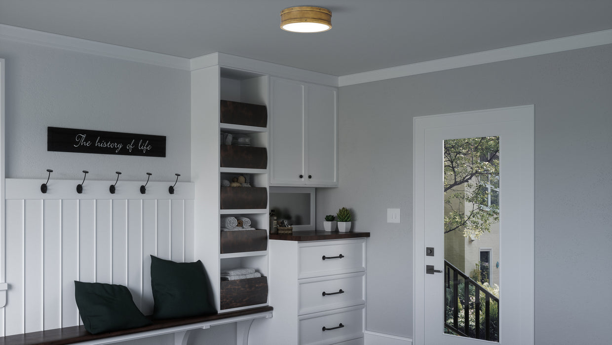 Quoizel QF5224WS LED Flush Mount, Weathered Brass