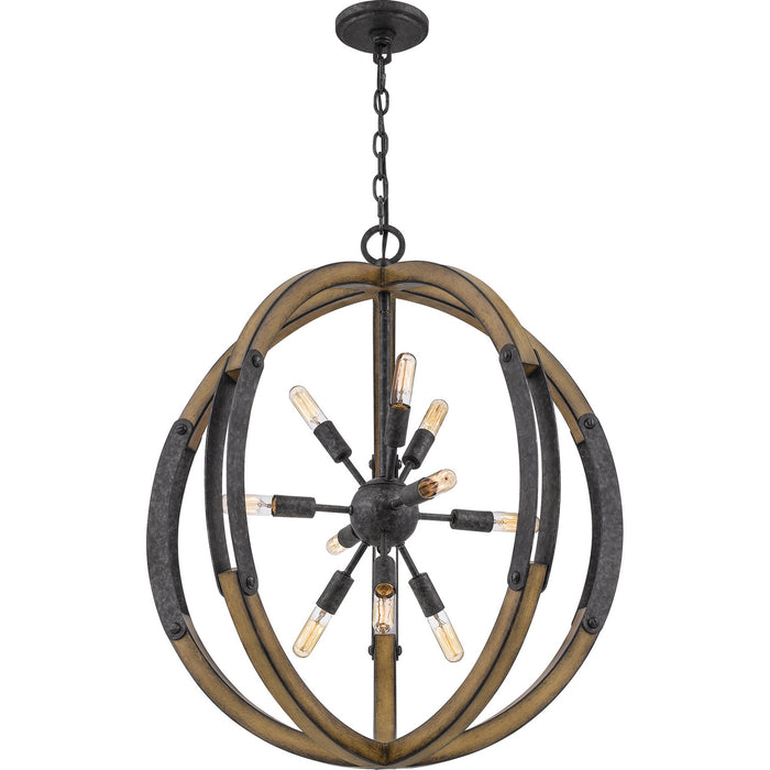 Quoizel QOP5181OK Ten Light Pendant, Old Black Finish