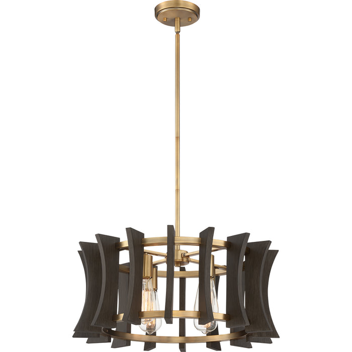 Quoizel QOP5196AB Four Light Pendant, Aged Brass