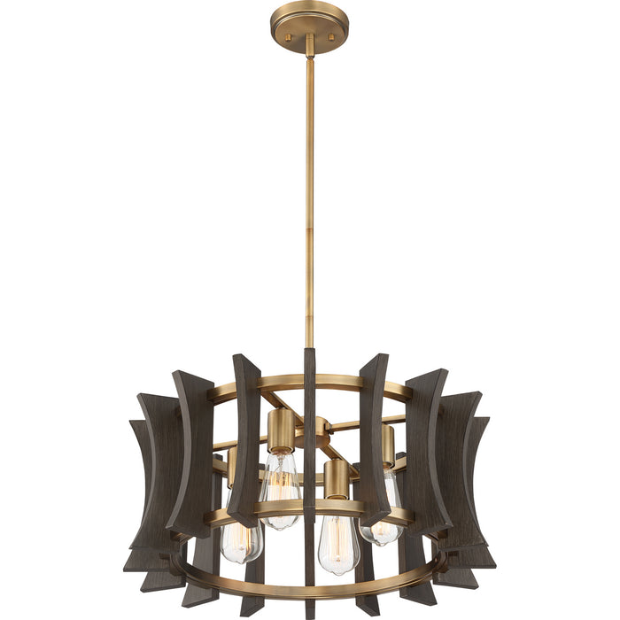 Quoizel QOP5196AB Four Light Pendant, Aged Brass