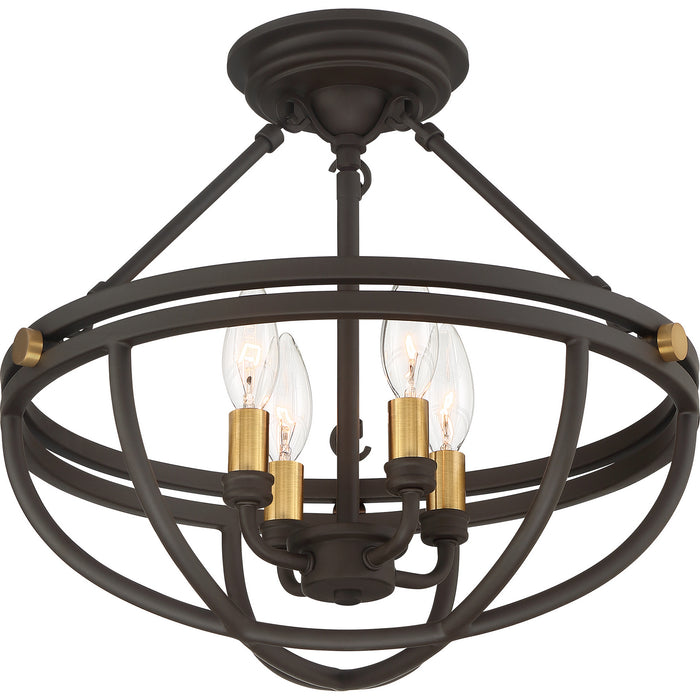 Quoizel SRG1716WT Four Light Semi-Flush Mount, Western Bronze
