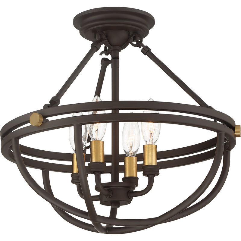 Quoizel SRG1716WT Four Light Semi-Flush Mount, Western Bronze
