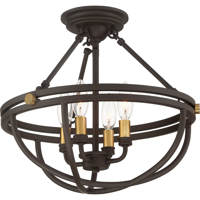 Quoizel SRG1716WT Four Light Semi-Flush Mount, Western Bronze