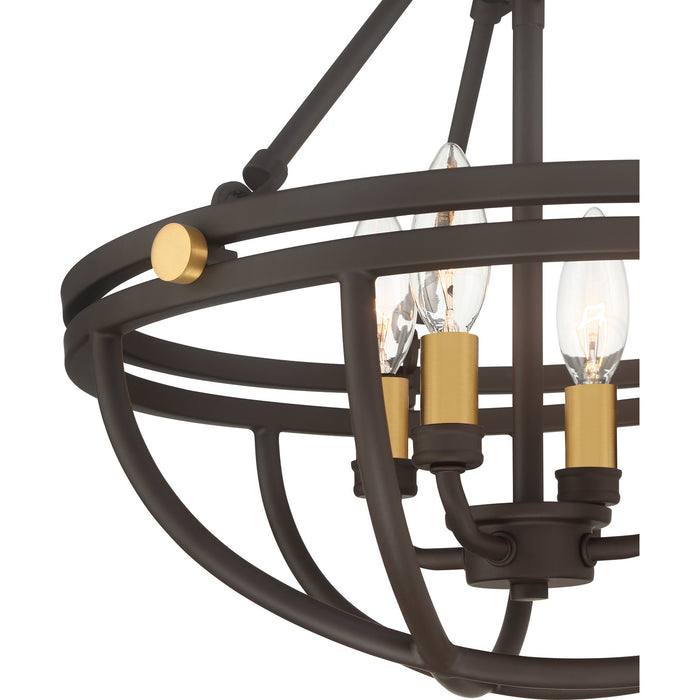 Quoizel SRG1716WT Four Light Semi-Flush Mount, Western Bronze