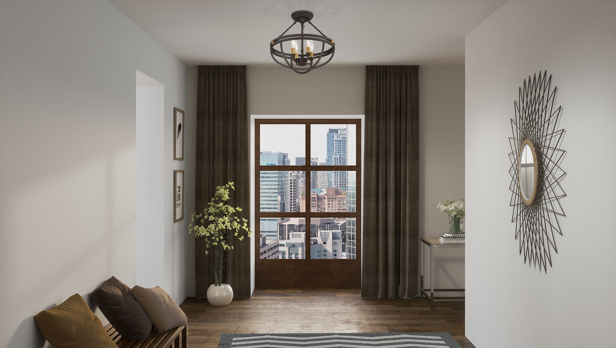 Quoizel SRG1716WT Four Light Semi-Flush Mount, Western Bronze