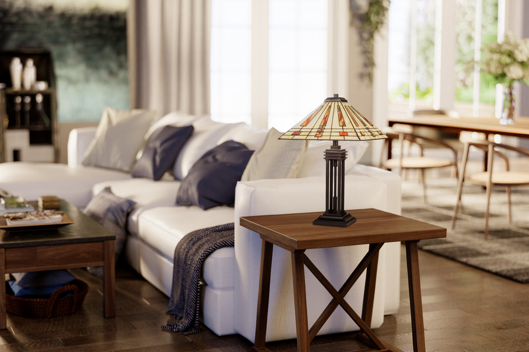 Quoizel TF5209TWT Two Light Table Lamp, Western Bronze