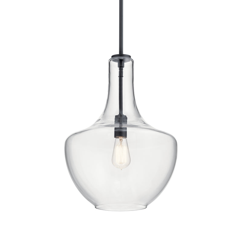 Kichler 42046BK One Light Pendant, Black