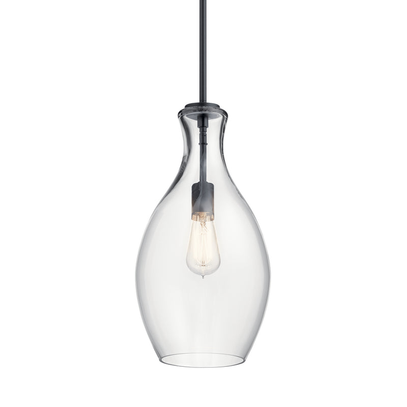 Kichler 42047BK One Light Pendant, Black