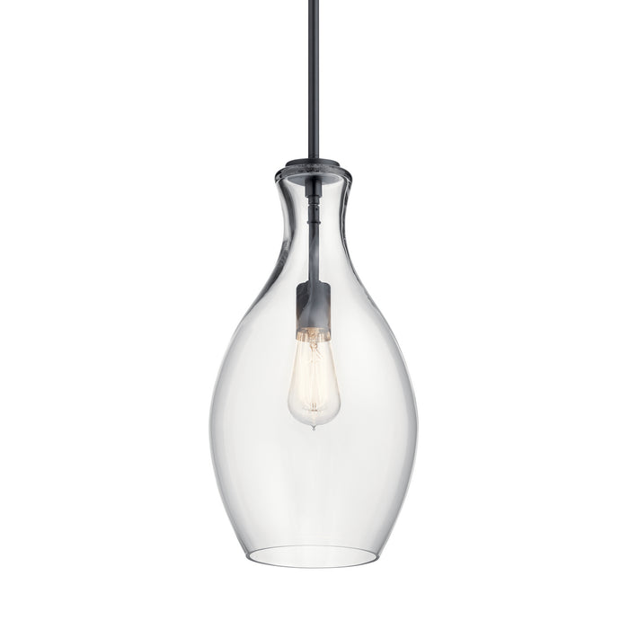 Kichler 42047BK One Light Pendant, Black