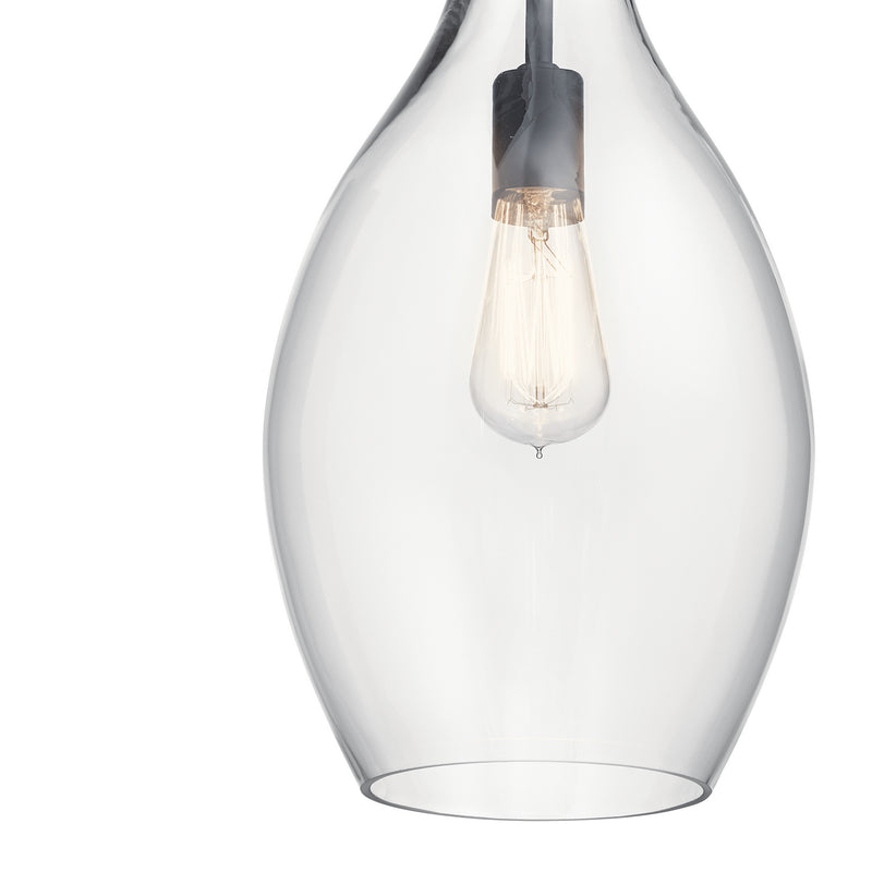 Kichler 42047BK One Light Pendant, Black