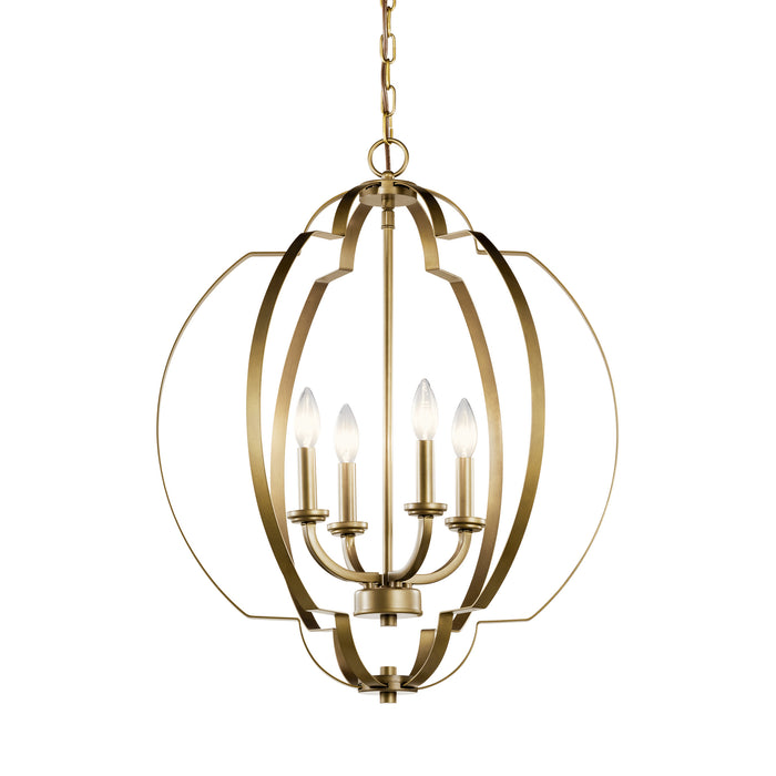Kichler 42138NBR Four Light Foyer Pendant, Natural Brass