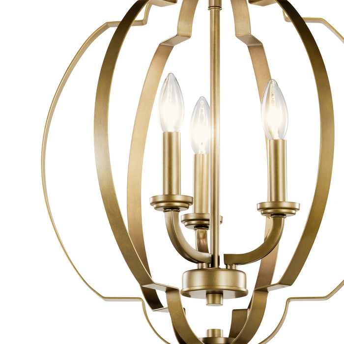 Kichler 42140NBR Three Light Pendant, Natural Brass