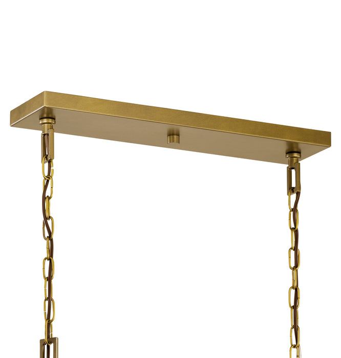 Kichler 42497NBR Eight Light Linear Chandelier, Natural Brass