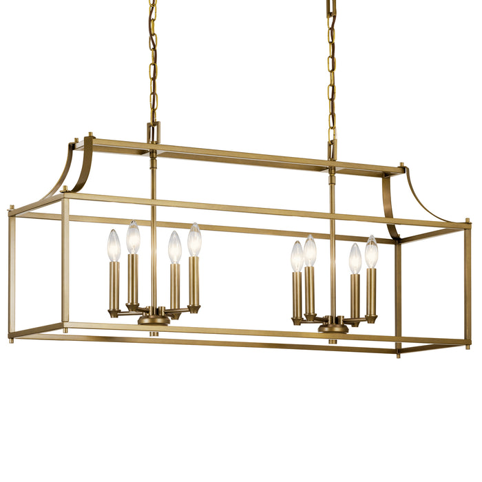 Kichler 42497NBR Eight Light Linear Chandelier, Natural Brass