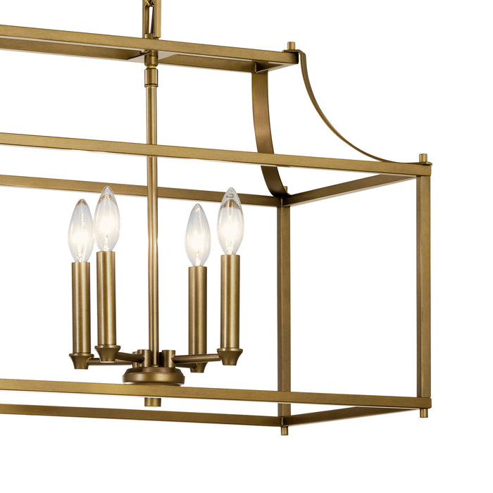 Kichler 42497NBR Eight Light Linear Chandelier, Natural Brass