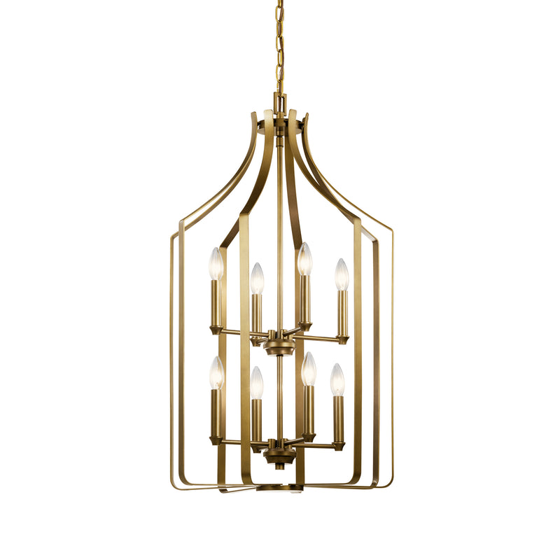 Kichler 42498NBR Eight Light Foyer Chandelier, Natural Brass