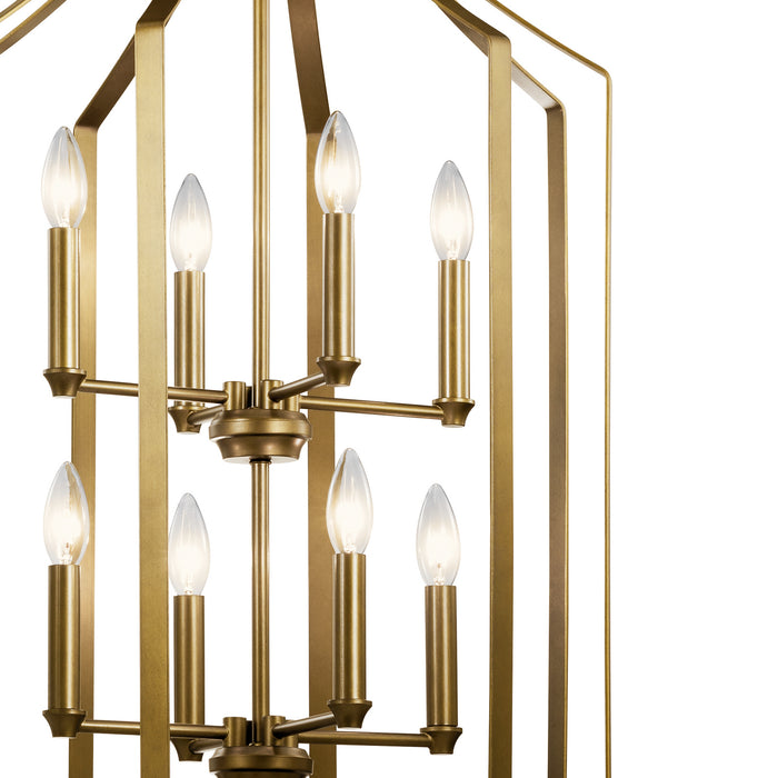 Kichler 42498NBR Eight Light Foyer Chandelier, Natural Brass