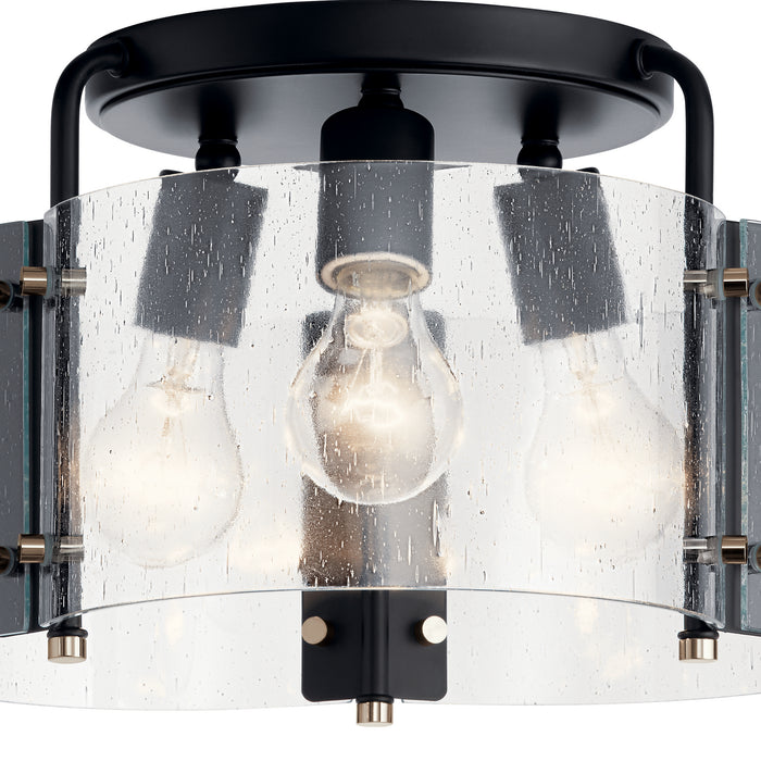 Kichler 42954BK Three Light Semi Flush Mount, Black