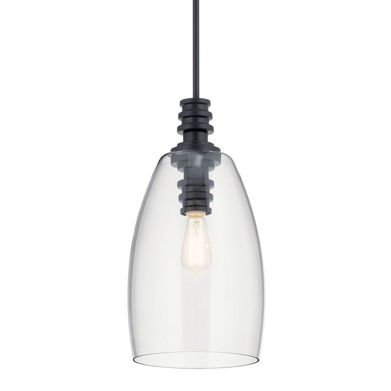 Kichler 43090BK One Light Pendant, Black