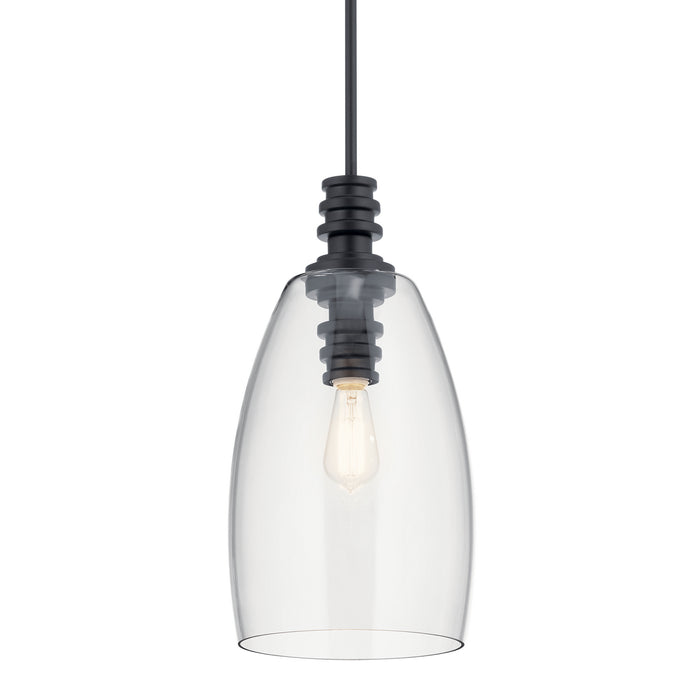 Kichler 43090BK One Light Pendant, Black