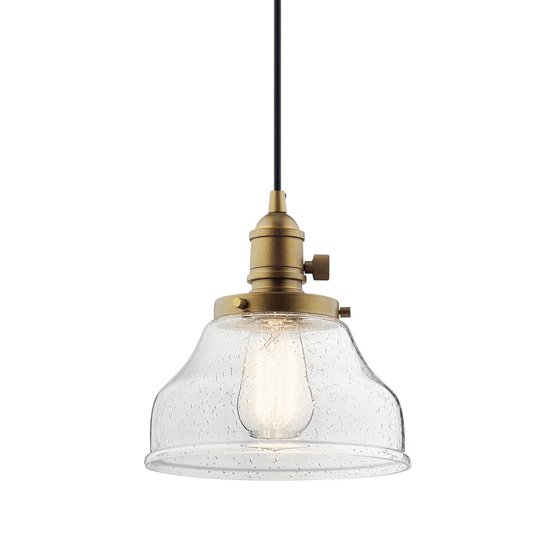 Kichler 43850NBR One Light Mini Pendant, Natural Brass