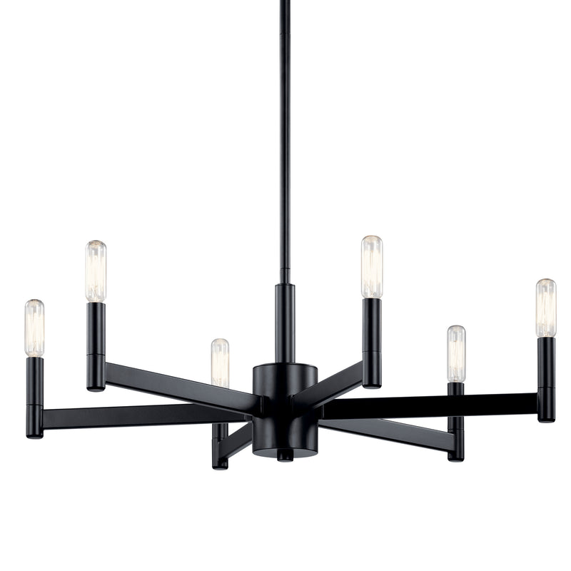 Kichler 43859BK Six Light Chandelier, Black